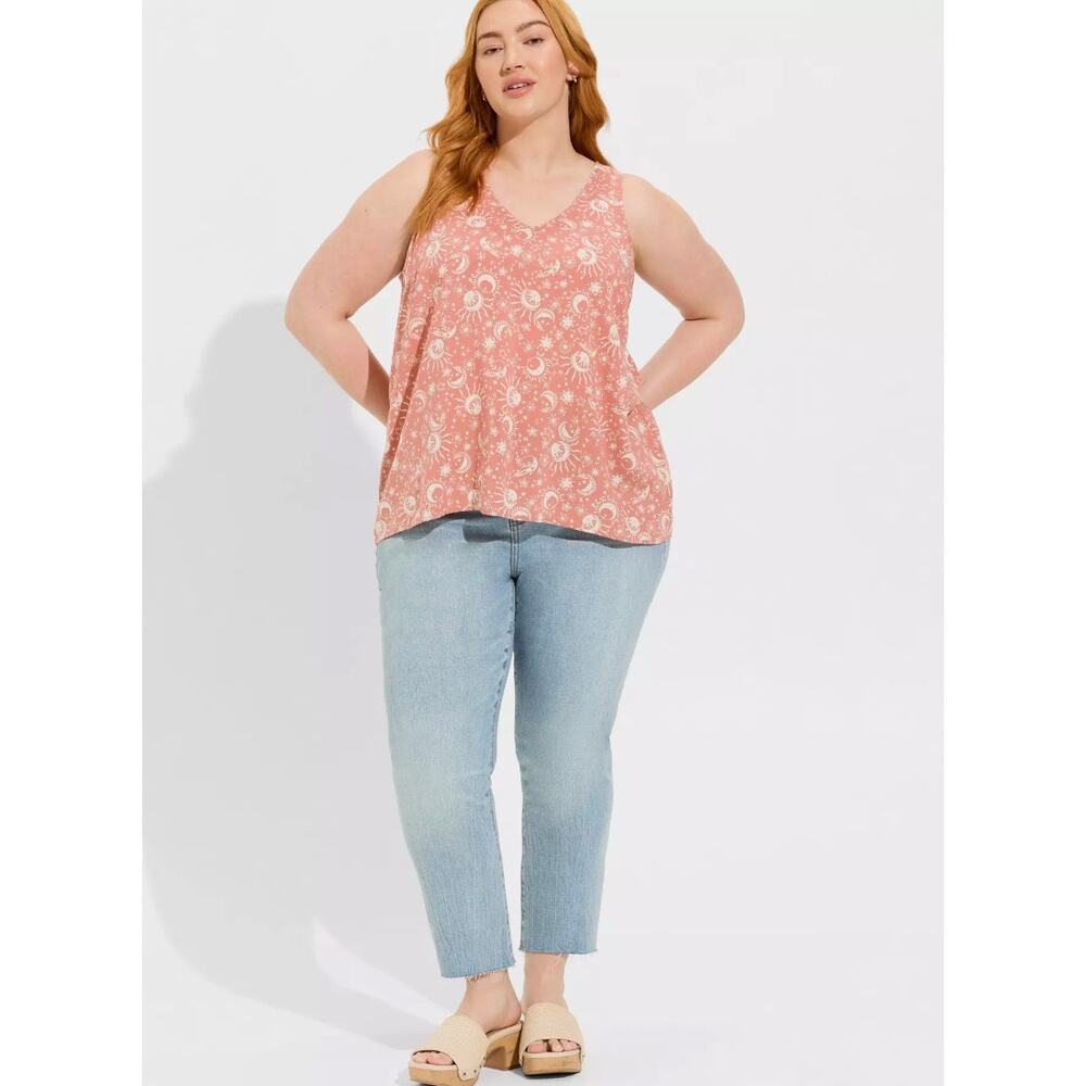 Torrid Challis Stitch Detail Tank Top Celestial Print Womens Size 3X Boho Witchy